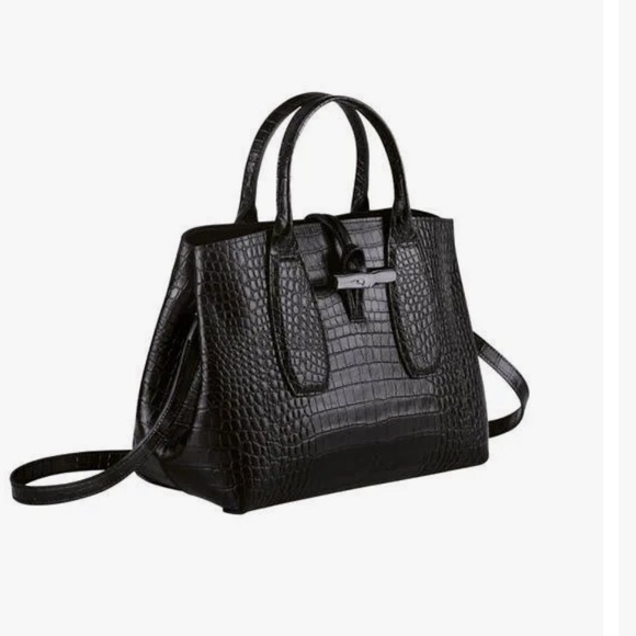 Longchamp Handbags - Longchamp Roseau Croc-Embossed Leather Top handle bag